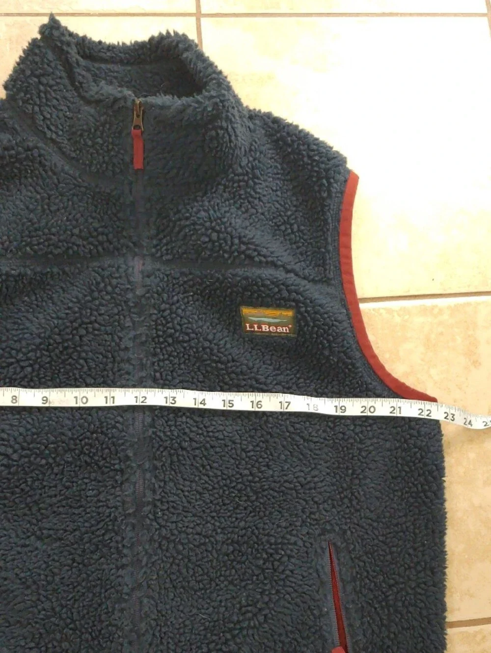 L.L. Bean Mountain Pile Sherpa Fleece Vest Navy Blue Men's Size L